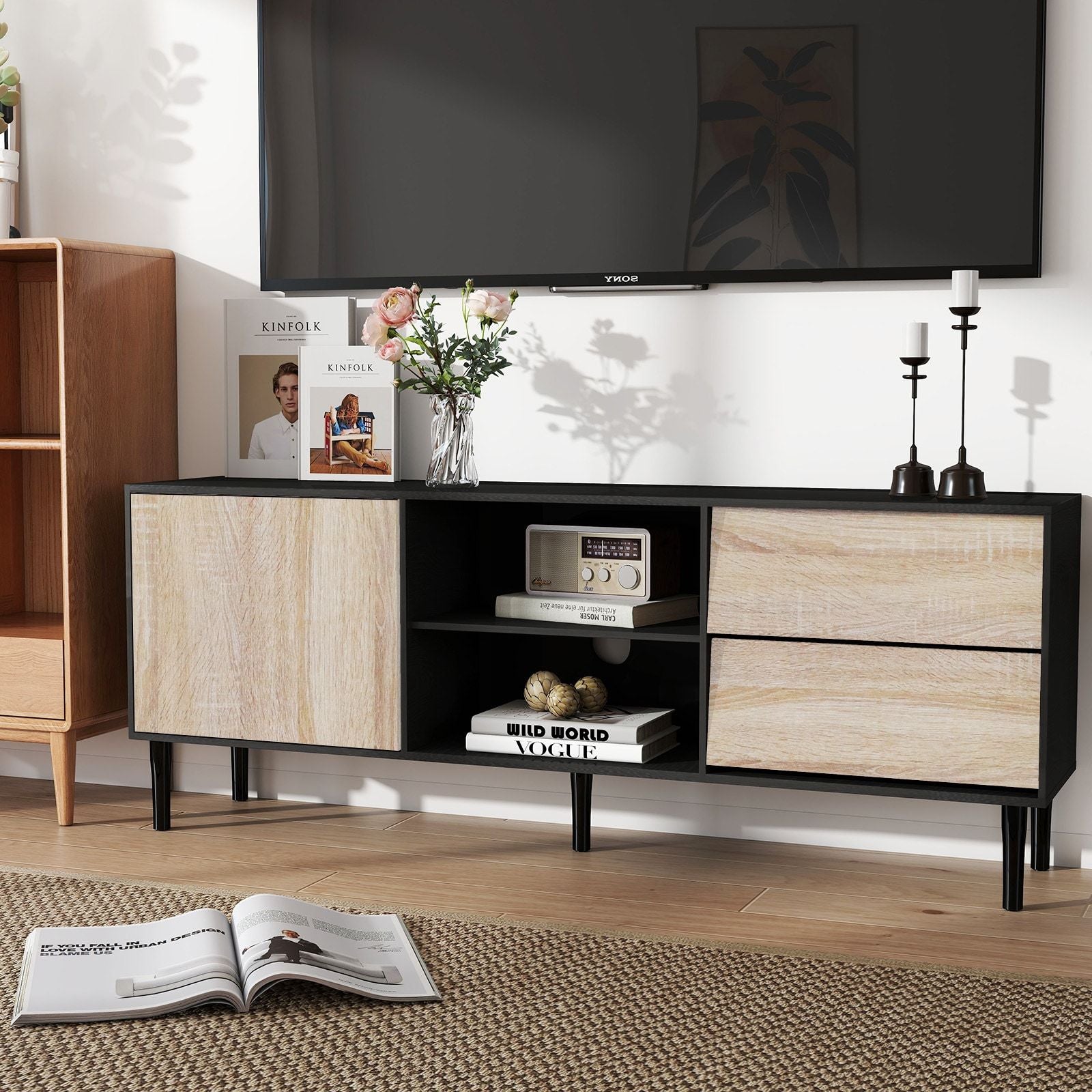 2-Drawer Mid Century TV Stand - Light Oak (view 3)