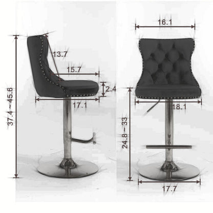 Gray Velvet Swivel Bar Stools, Chrome Base, Set of 2 - Gray (view 10)
