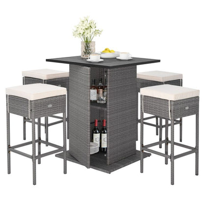Rattan Mid-Century Bar Set, White (view 4)