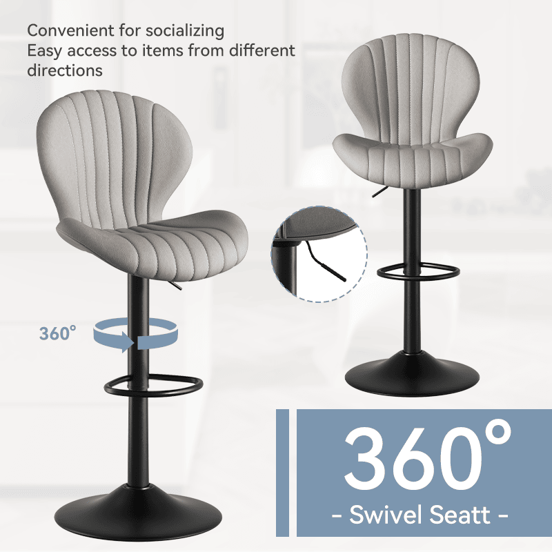 Faux Leather Swivel Bar Stools, Set of 2, Beige (view 56)