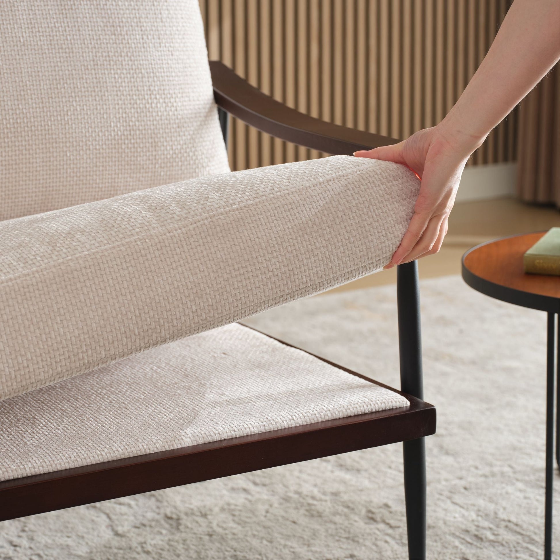 Linen Mid-Century Accent Chair, White, 33" Tall (view 12)