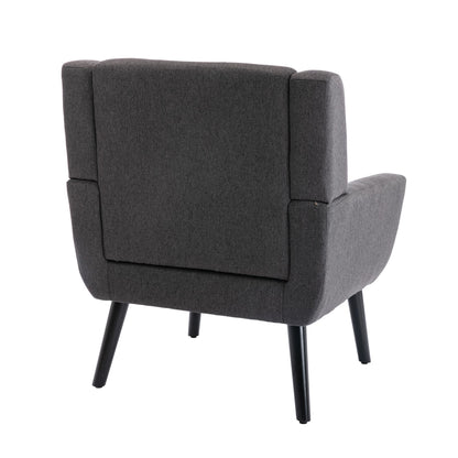 Linen Mid-Century Accent Chair, Black (view 28)
