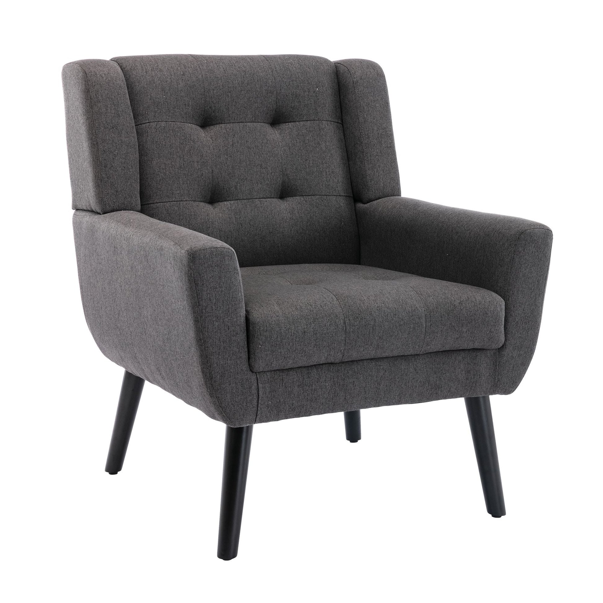 Linen Mid-Century Accent Chair, Light Gray (view 30)