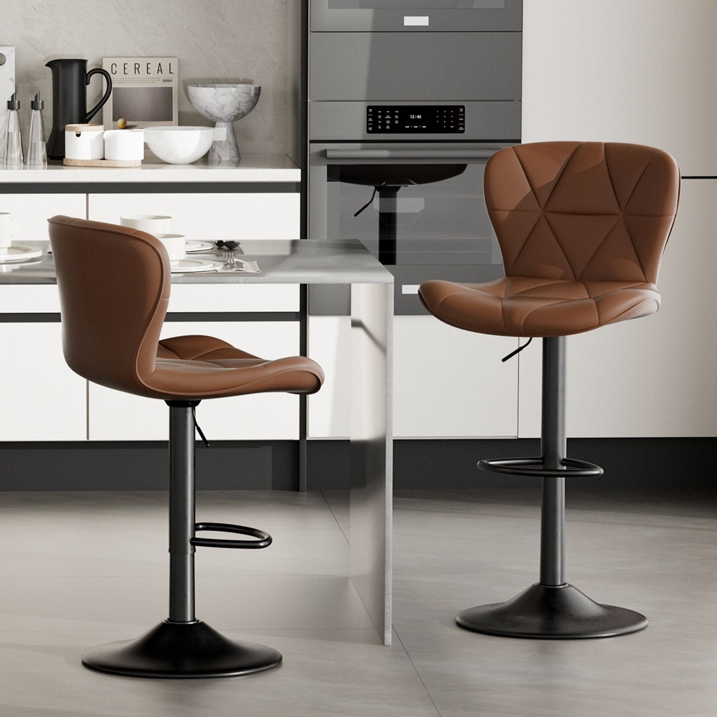 Faux Leather Swivel Bar Stools, Set of 2, Adjustable Height (view 14)