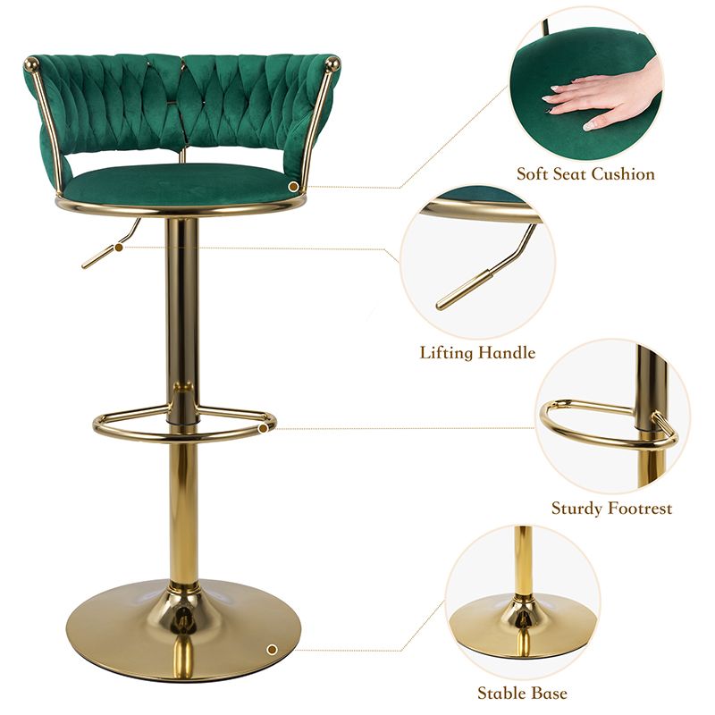 Velvet Swivel Bar Stools, Set of 2, Gold (view 57)