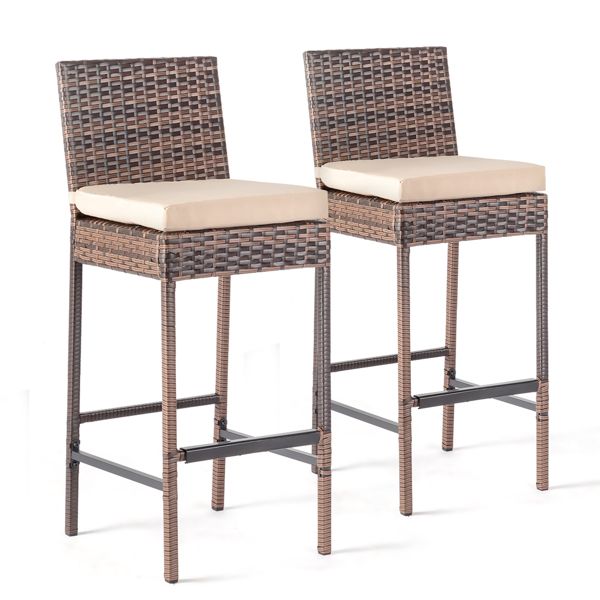 Rattan Swivel Bar Stools, Brown, Set of 2 (view 3)