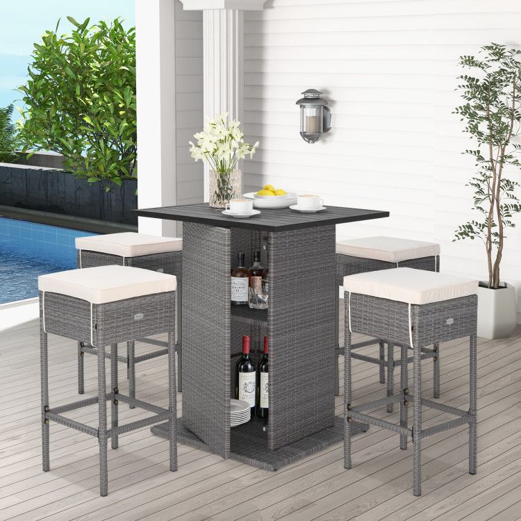 Rattan Mid-Century Bar Set, White (view 6)