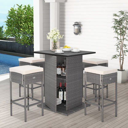 Rattan Mid-Century Bar Set, White (view 6)