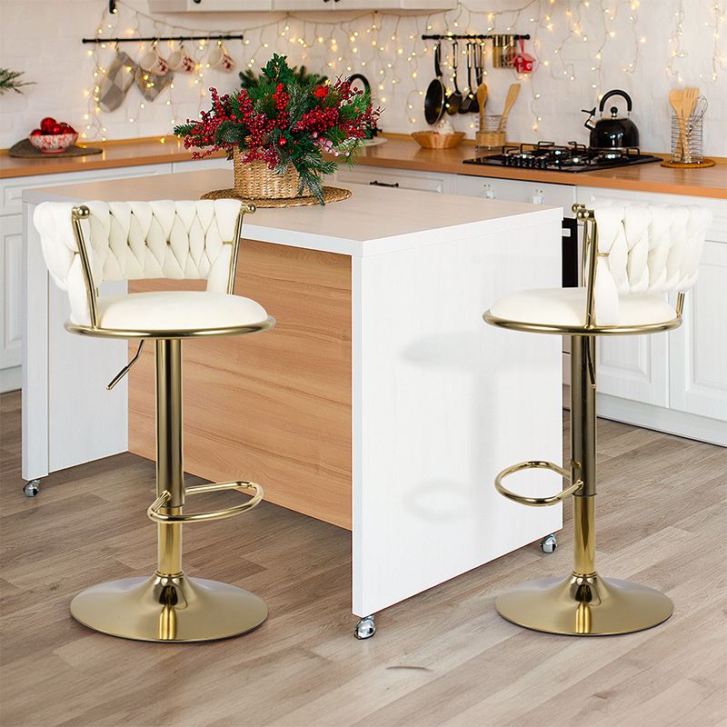 Velvet Swivel Bar Stools, Set of 2, Gold (view 31)
