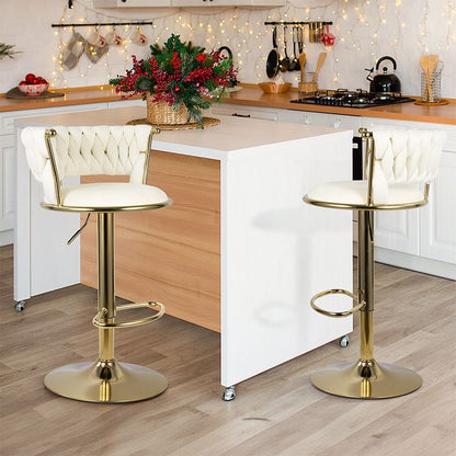 Velvet Swivel Bar Stools, Set of 2, Gold (view 31)