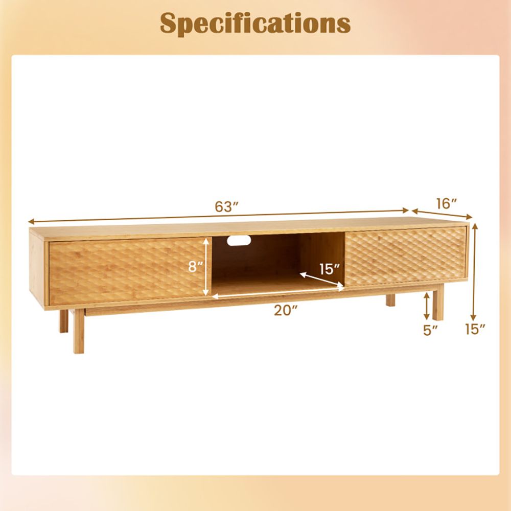 63" TV Mid-Century TV Stand, Natural (view 10)