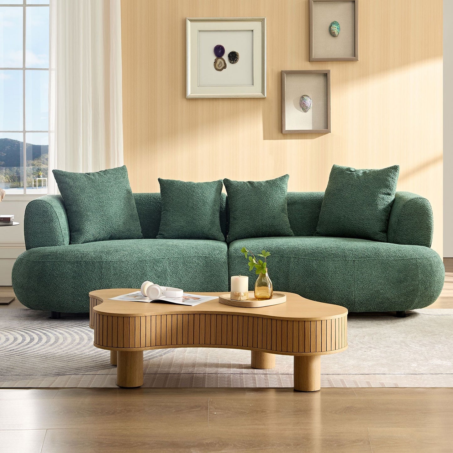 Upholstered Mid-Century Sectional Sofa, Cream (view 6)