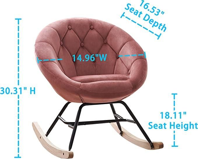 Velvet Mid-Century Rocking Chair, Orange, 26.38" Wide (view 3)