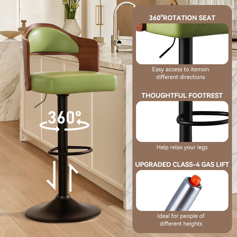 Faux Leather Swivel Bar Stools, Set of 2, PU Leather (view 110)