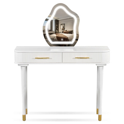 Mid-Century Vanity with LED Mirror, White, 36" Wide (view 6)
