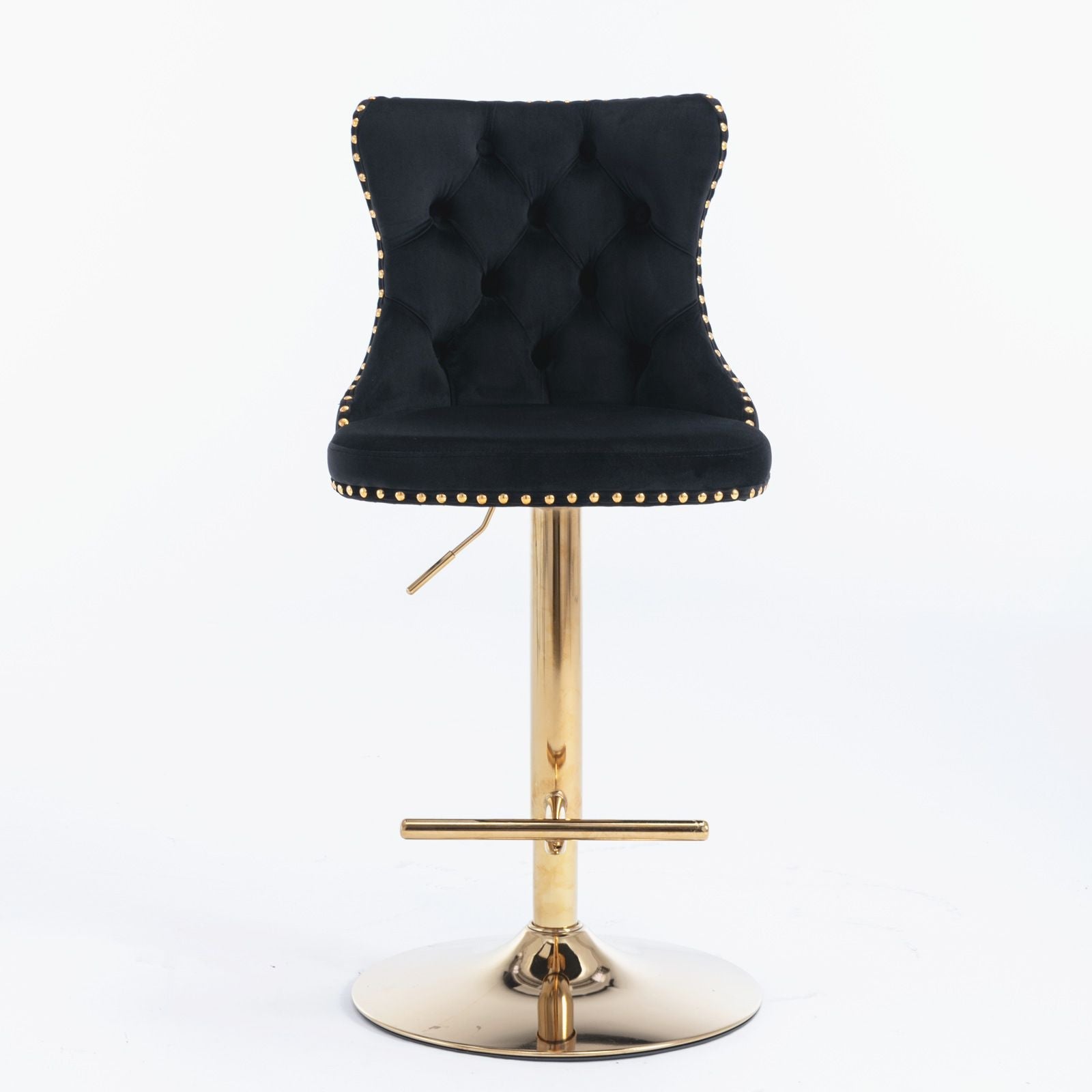 Gold Velvet Swivel Bar Stools, Tufted, Adjustable (view 22)