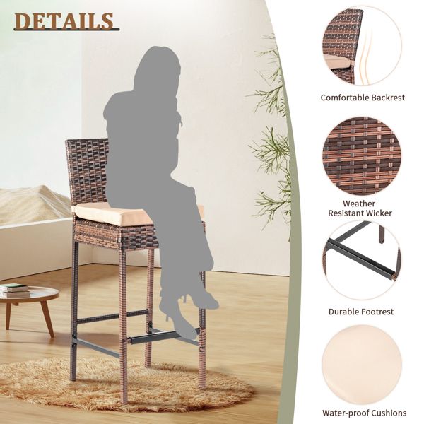 Rattan Swivel Bar Stools, Brown, Set of 2 (view 20)