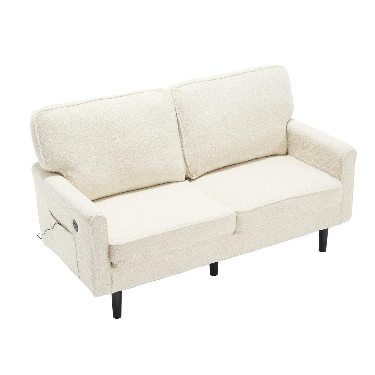Solid Wood 3-Seat Mid-Century Sofa, White (view 15)