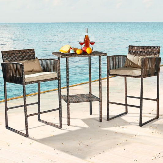 Rattan Swivel Bar Stools, Brown