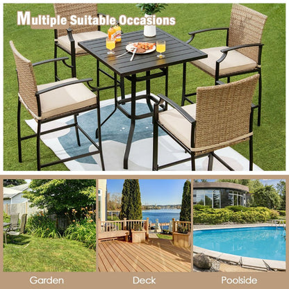 Patio Rattan Bar Stools Set of 4 with Soft Cushions (view 9)