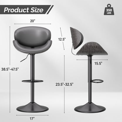 PU Leather Swivel Bar Stools, Set of 1, Black (view 21)