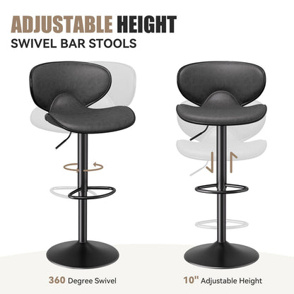 Faux Leather Swivel Bar Stools, Set of 2, Yellow (view 11)