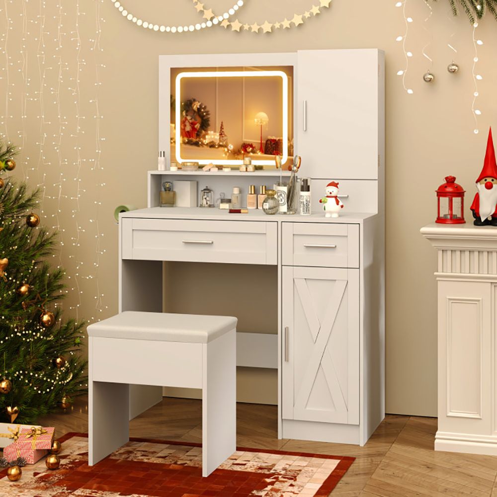 Mid-Century Vanity, White, 35.5" Wide (view 2)