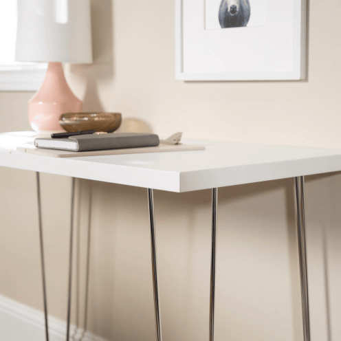 48" Mid-Century Desk, White, 30" Tall