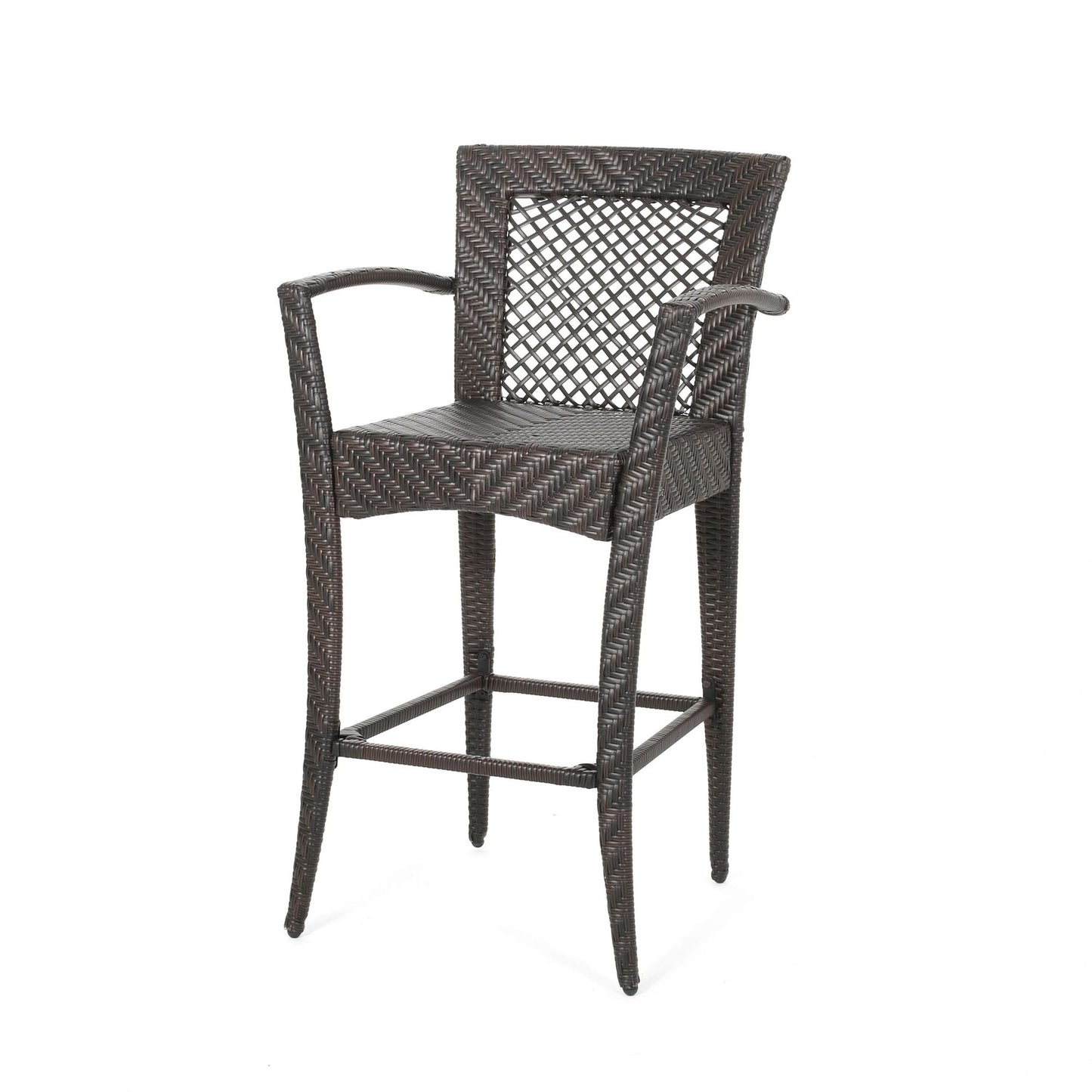 Outdoor PE rattan Barstools with Iron Frame, Multi Brown (view 8)