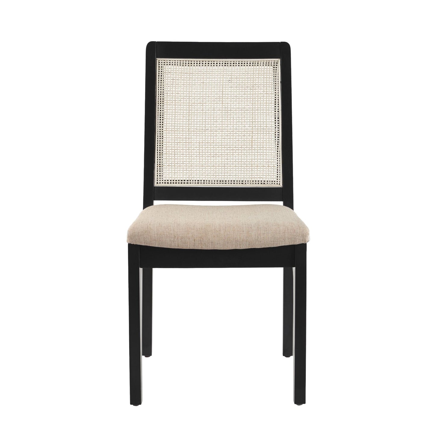 Rattan Mid-Century Dining Chairs, Set of 2, Black (view 2)