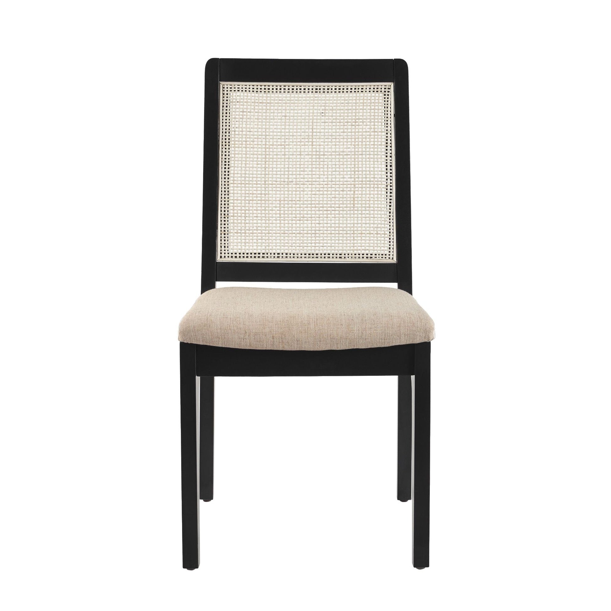 Rattan Mid-Century Dining Chairs, Set of 2, Black (view 2)
