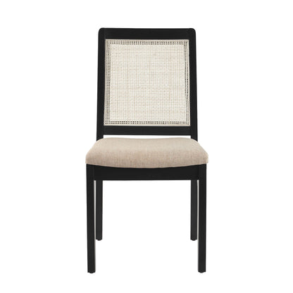 Rattan Mid-Century Dining Chairs, Set of 2, Black (view 2)