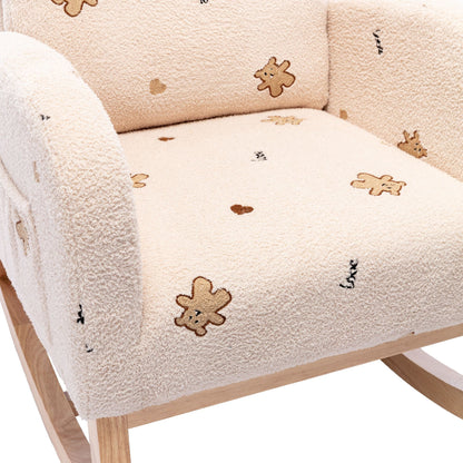 Boucle Mid-Century Rocking Chair, Beige (view 13)