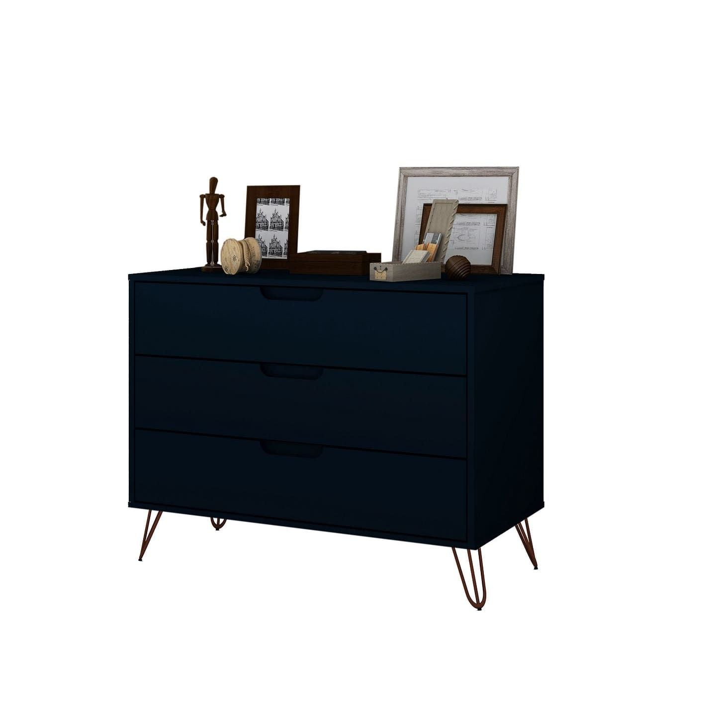 3-Drawer Mid-Century Dresser, Blue, 60" Wide (view 10)