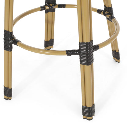Rattan Swivel Bar Stools, Black, Set of 2, 19.75" Wide (view 14)