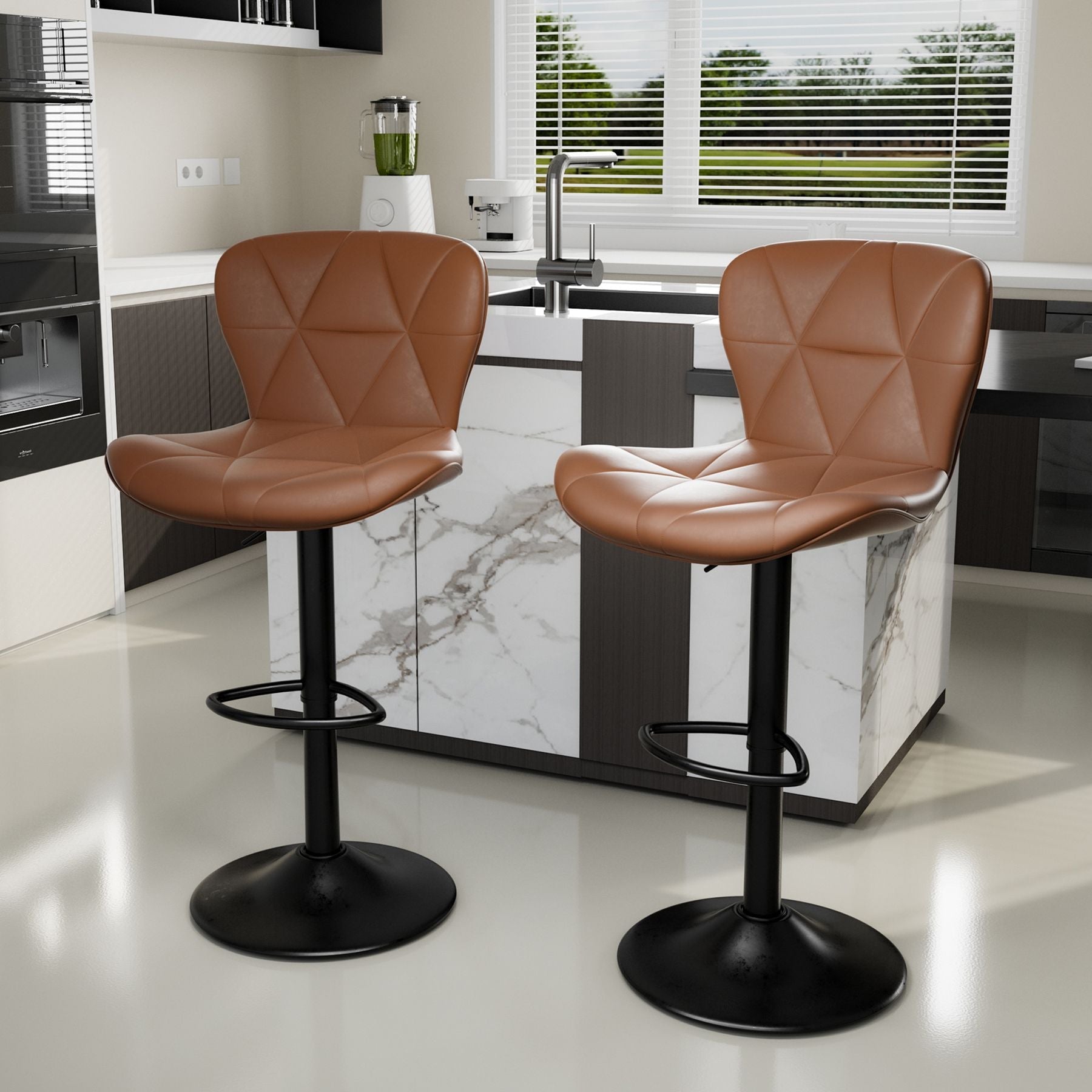 Faux Leather Swivel Bar Stools, Set of 2, Adjustable Height (view 23)