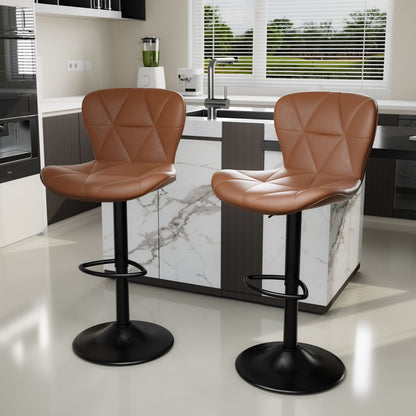 Faux Leather Swivel Bar Stools, Set of 2, Adjustable Height (view 23)