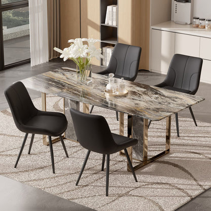 Leather Mid-Century Dining Chairs, Set of 2, Black (view 9)