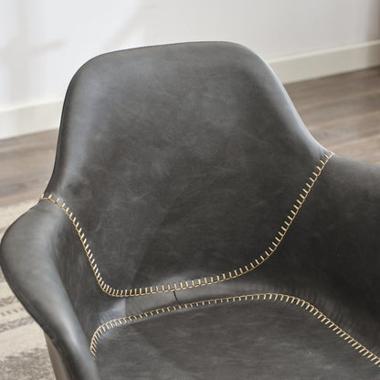 Faux Leather Mid-Century Accent Chair, Black (view 9)