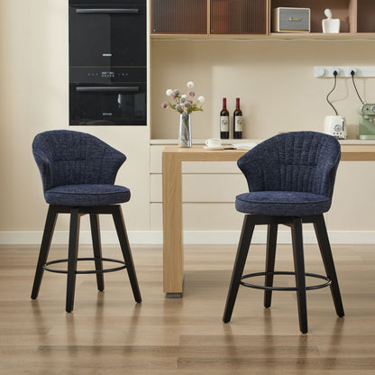 Chenille Swivel Bar Stools, Blue, Wide Backrest (view 2)
