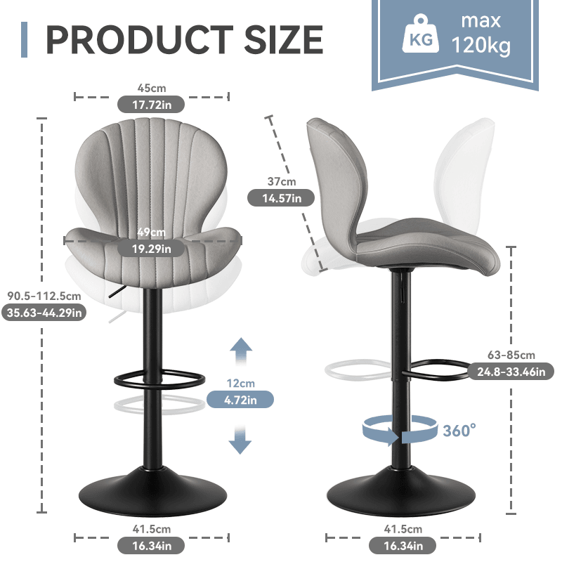 Faux Leather Swivel Bar Stools, Set of 2, Beige (view 49)