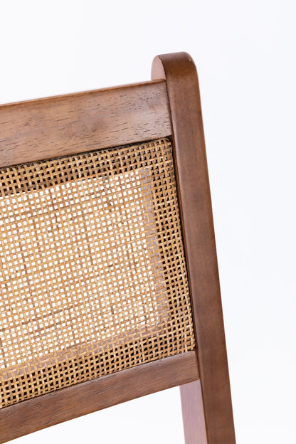 Leather Mid-Century Dining Chairs, Set of 2, Brown, Rattan (view 10)