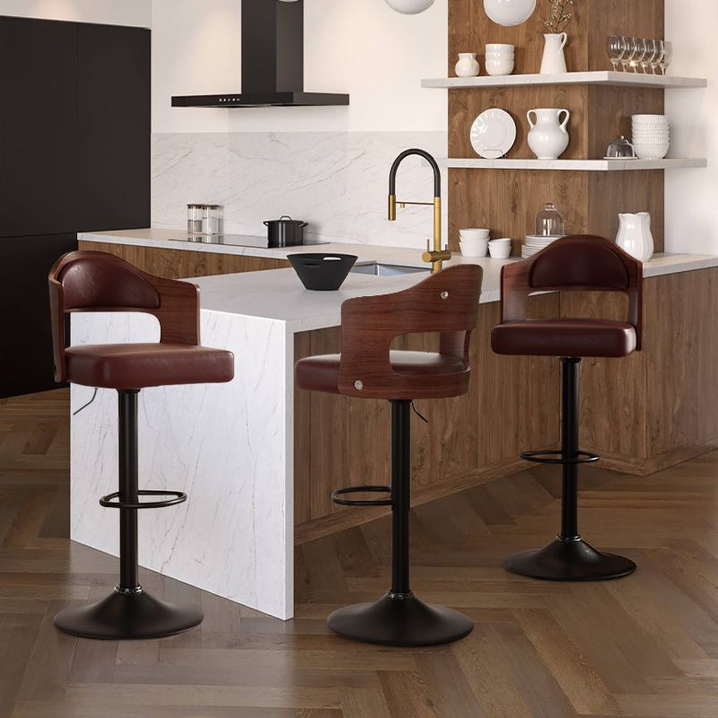 Faux Leather Swivel Bar Stools, Set of 2, PU Leather (view 91)