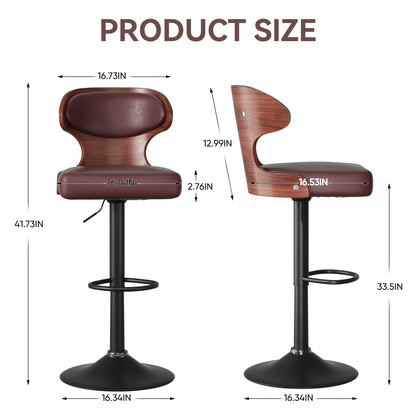 Faux Leather Swivel Bar Stools, Set of 2, Bentwood (view 84)