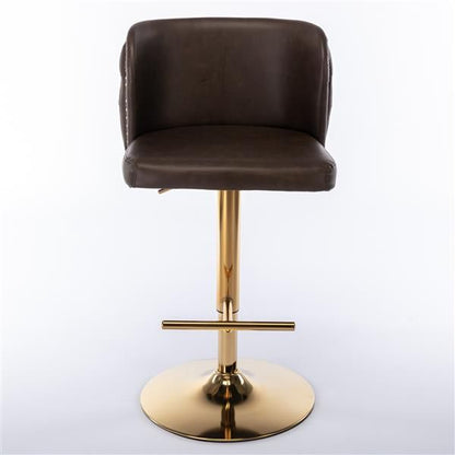 Wood & Metal Swivel Bar Stools, Brown, Set of 2, PU Leather (view 2)