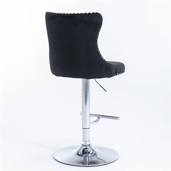 Black Velvet Swivel Bar Stools, Gold Base, Set of 2 (view 6)