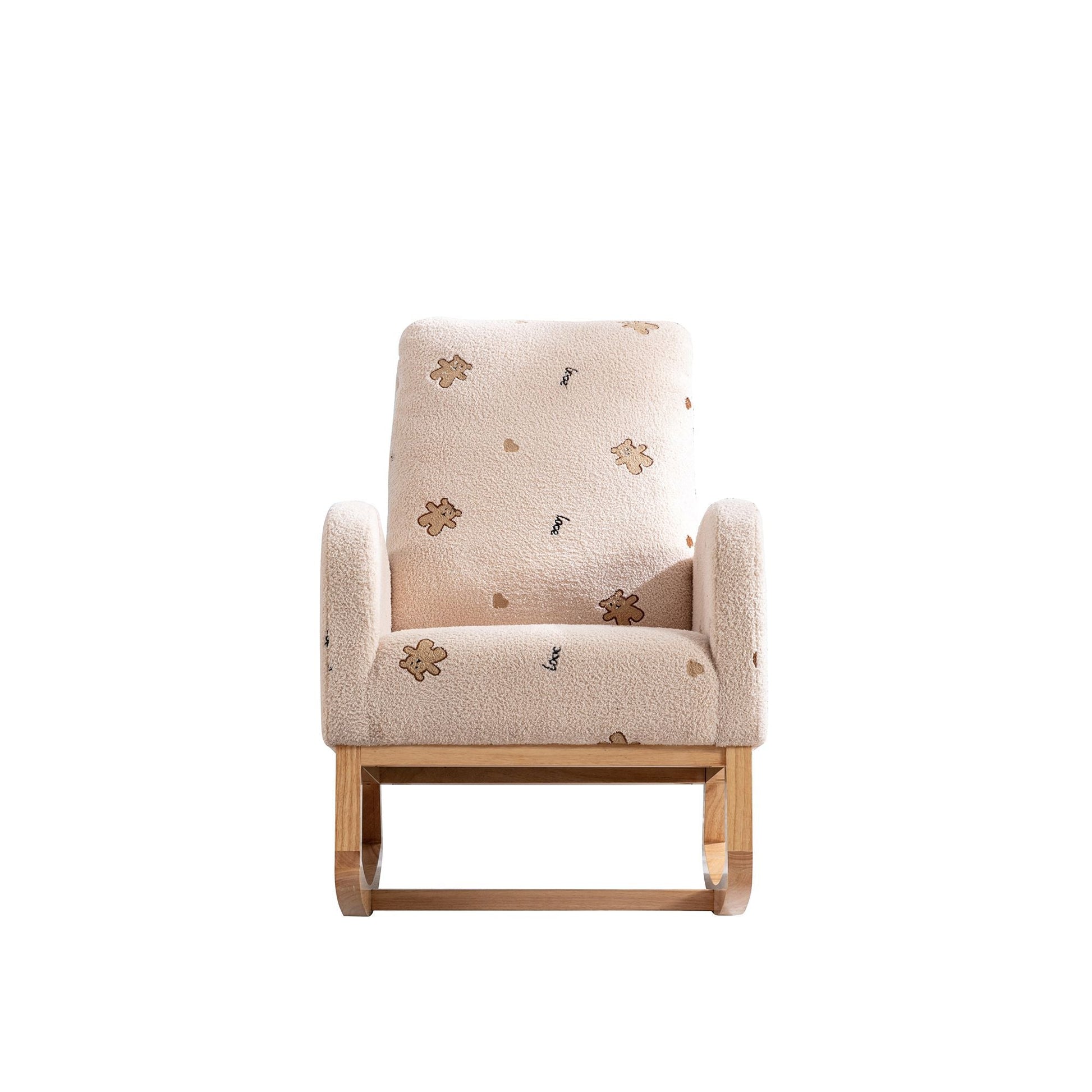 Boucle Mid-Century Rocking Chair, Beige (view 14)