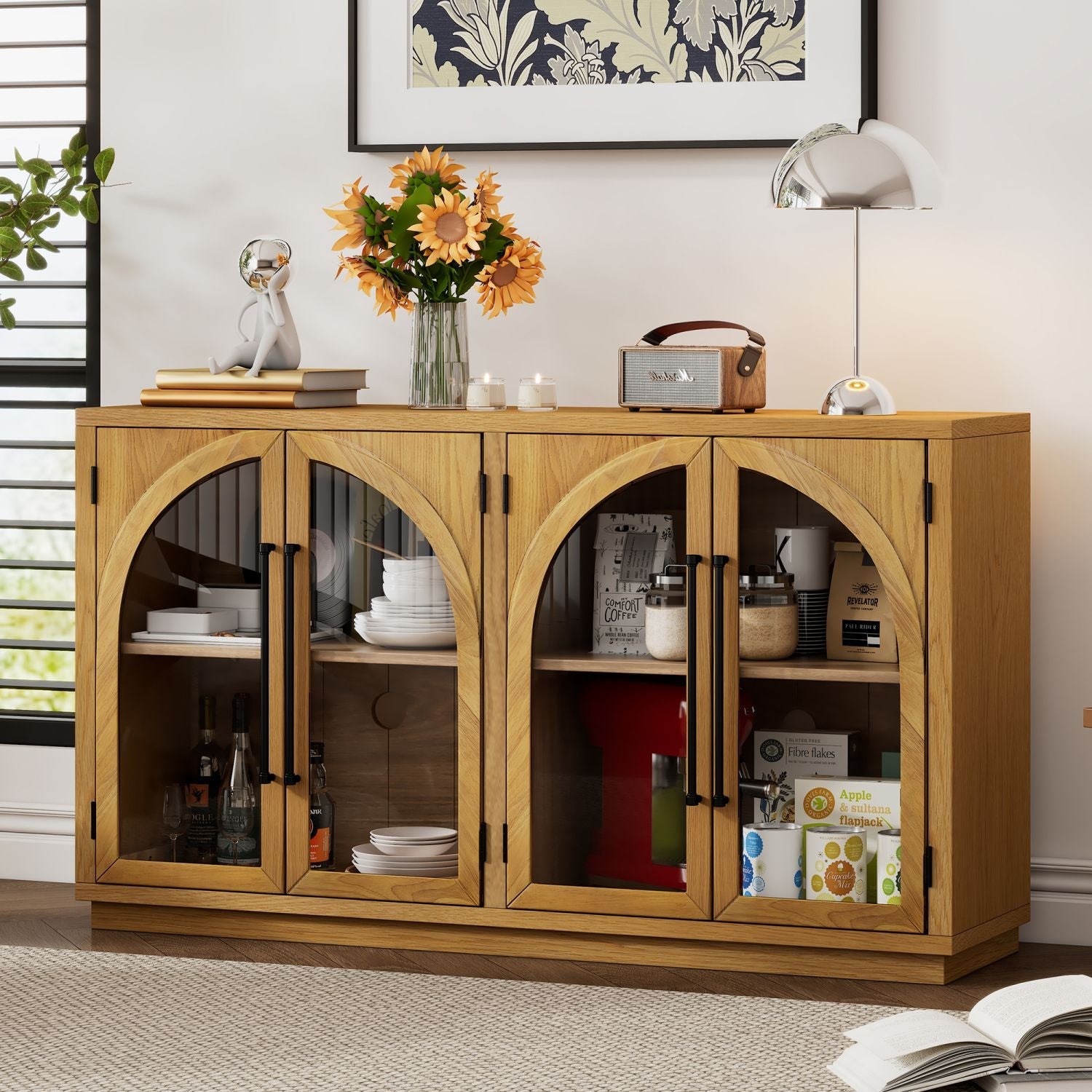 Solid Wood Mid-Century Cabinet, Natural (view 14)