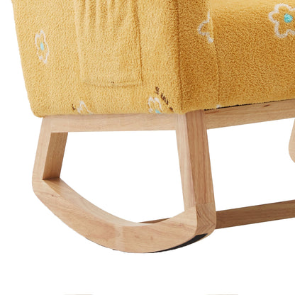 Boucle Mid-Century Rocking Chair, Mustard (view 14)