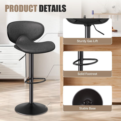 Faux Leather Swivel Bar Stools, Set of 2, Yellow (view 8)